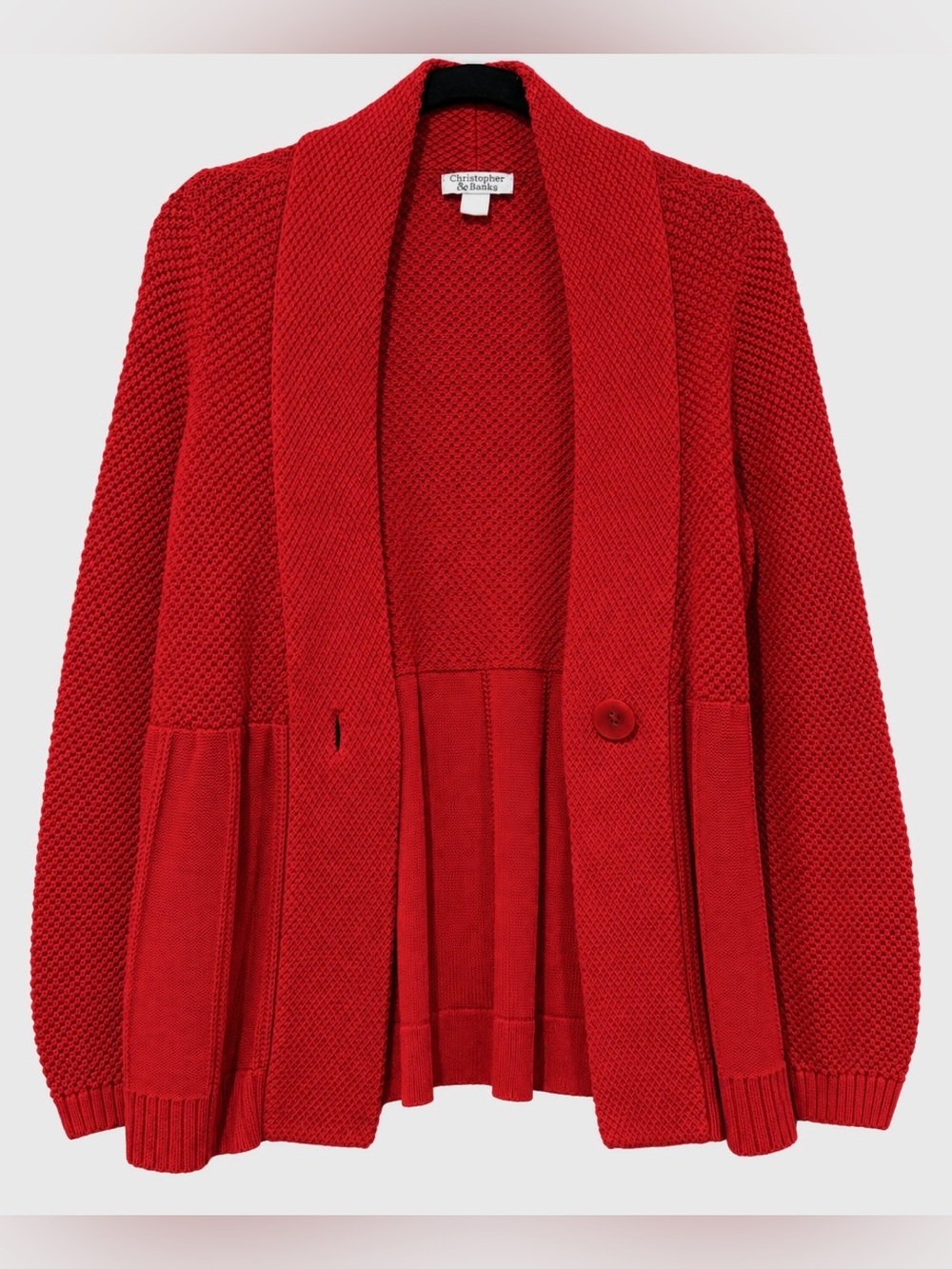 Christopher & Banks Red Knit Cardigan Size Large. Cotton.